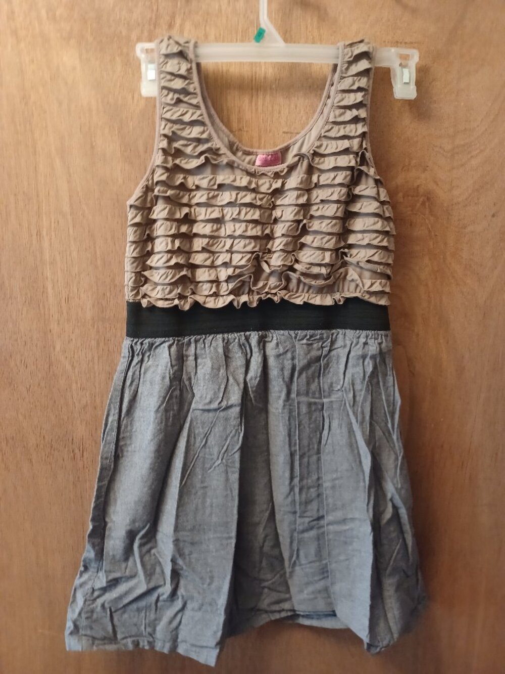 She's Cool Women's Dress Ruffel Top & Gray On The Bottom Up Shirt